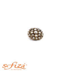 Castonati Gold Plated Buttons with Pearls 30 mm