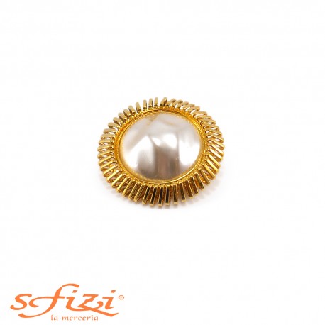 Bottoni Placcati Oro con Perla Centrale Grezza mm 50