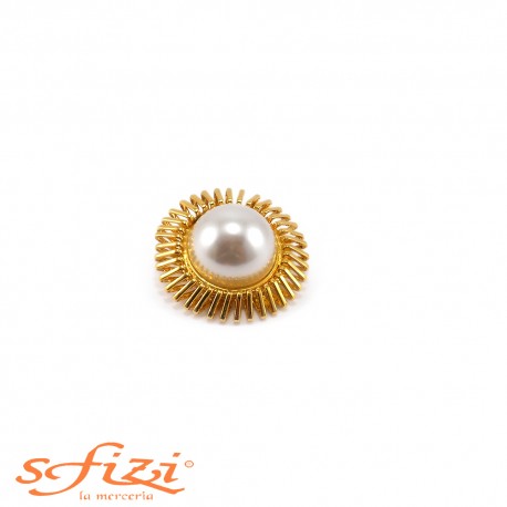 Bottoni Placcati Oro con Perla Centrale mm 40