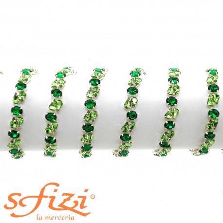 Strass Passamaneria Pietre col Verde Castonate Argento