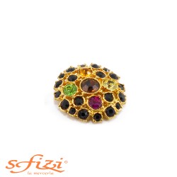 Multicolor Rhinestone Buttons Castonati Oro De Liguoro 36 mm